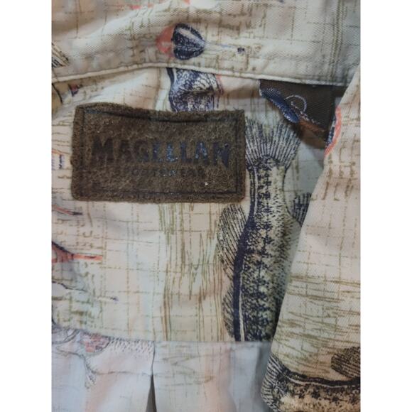 Magellan Mens Shirt Tan/Khaki Fish Design Short Sleeve Sz L - Picture 5 of 6